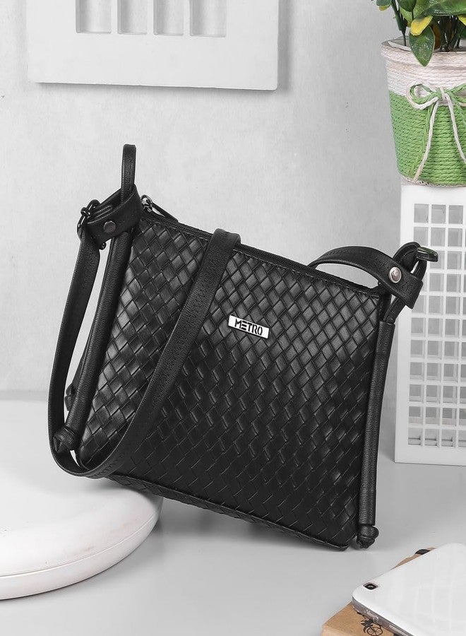 Metro Women's Black Stylish Faux Leather Sling Bag (66-444) - Image 2
